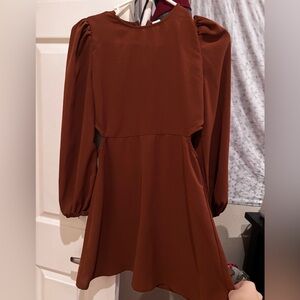 girls brown cute sweater with cut out on the sides